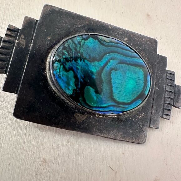 Vintage A.Mapion Signed Sterling Mexican Modernist Brooch - Picture 3 of 8